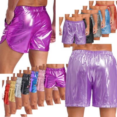 DE Freebily Mens Shiny Elastic Waistband Boxer Shorts Loose Casual Beach Party