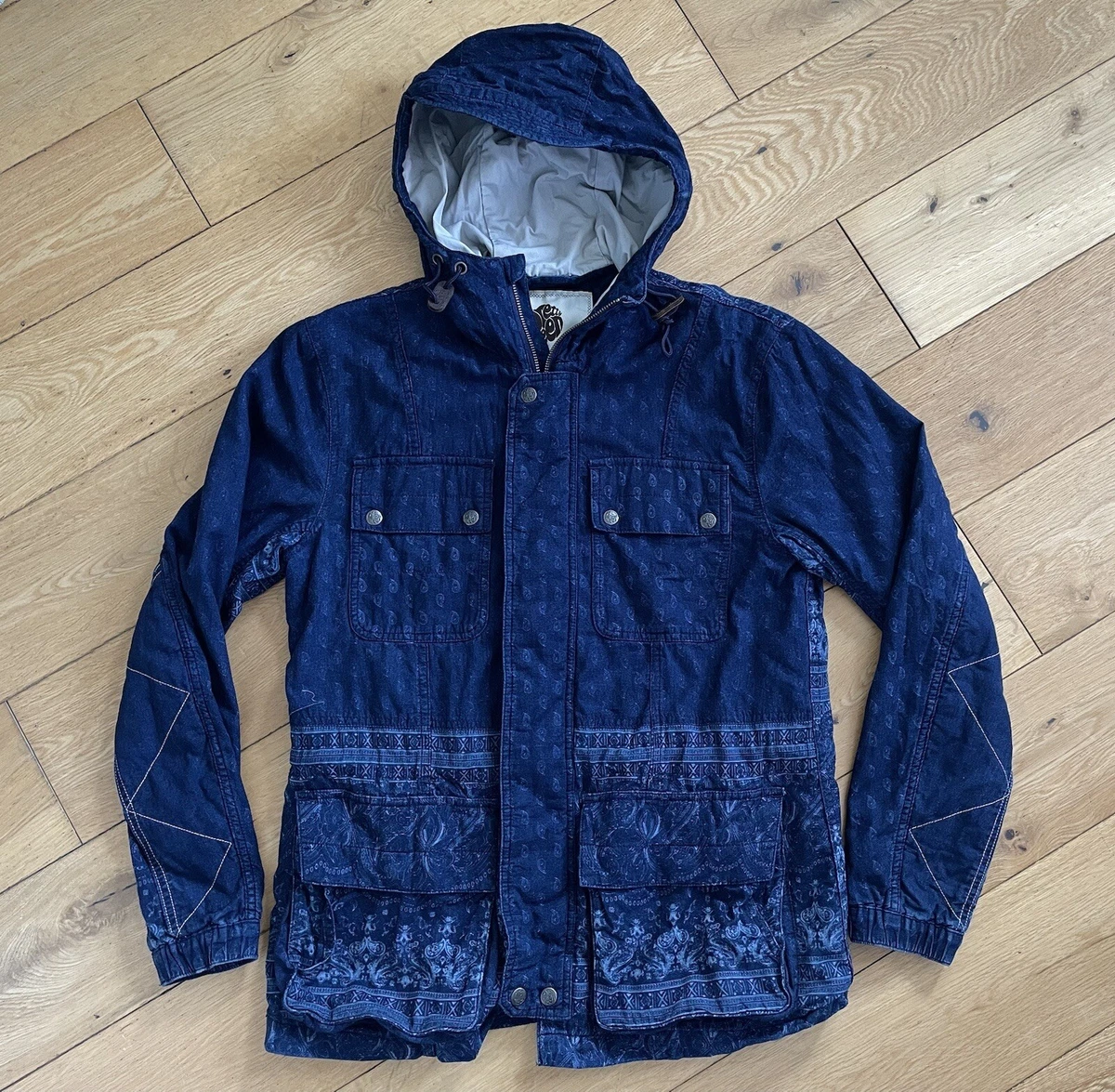 Pretty Green Parka Jacket Men s Medium Size 4 Blue Indigo