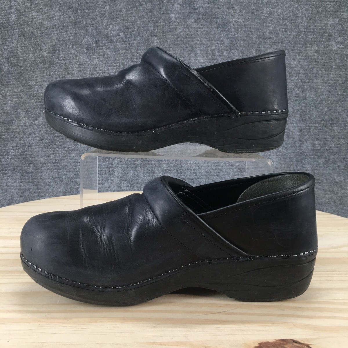 Dansko Shoes Womens 38 XP 2.0 Clogs Black Leather Slip On