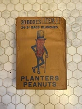 Antique/Vtg Rare & Early PLANTERS PEANUTS Cardboard Shipping Box, Mr.Peanut