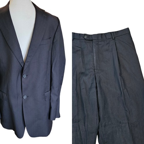 Daniel Cremiex Charcoal Gray Suit Pants Wool Chalkstripe 42L 35x32 Loro Piana