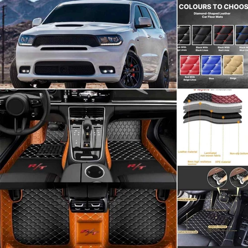 Carpets For Dodge Durango RT SRT Hellcat 2004-2024 Car Floor Mats Leather - Bild 10 von 34