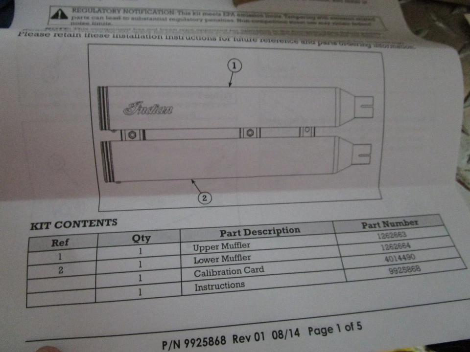 Escape recto sin cordones Indian Scout etapa 1 15-16 Foto 3 de 4
