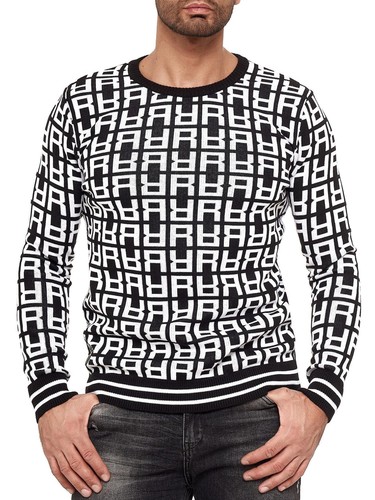 Redbridge Maglione Uomo Maglia Pullover Felpa Sweater Allover R Logo M3096 - Foto 20 di 33