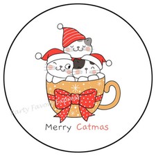 MERRY CATMAS CHRISTMAS ENVELOPE SEALS LABELS STICKERS PARTY FAVORS