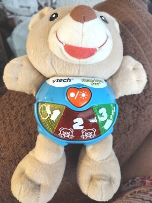 VTech Happy Lights Bear Plush Toy Lights Sounds Hook Loop