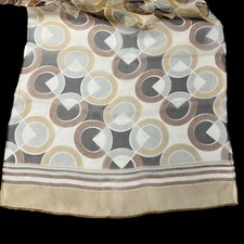 Jones New York Sheer Geometric Pattern Rectangular Scarf 13 x 62" Made In Italy