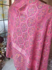 PINK HANDMADE KANI JAMAVAR STOLE PAISLEY PURE SILK PASHMINA SCARF UNIQUE