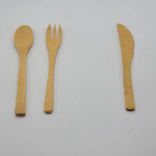 Wooden Portable Cutlery Set - Knife Fork Spoon Utensils - Dessert Tableware