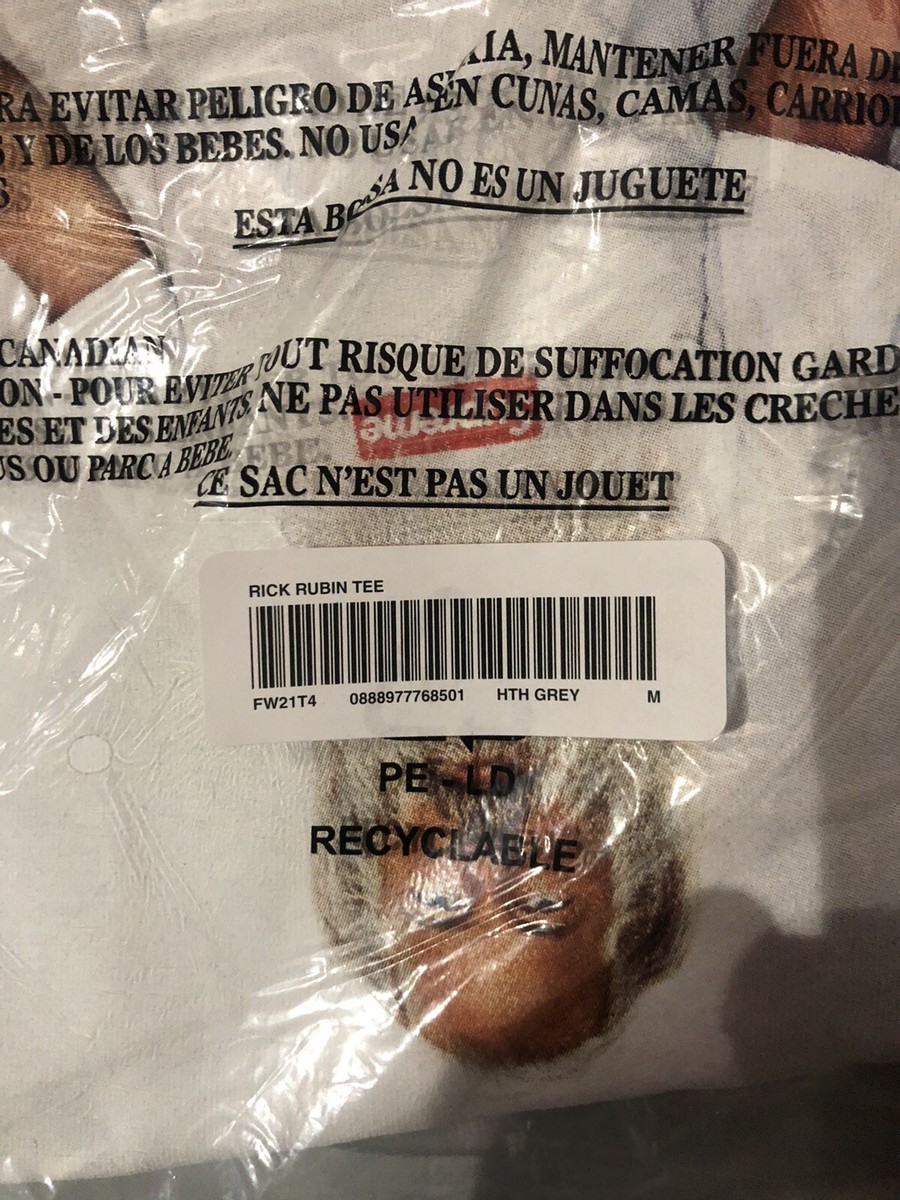 Supreme Rick Rubin Tee T-Shirt Heather Grey Size M Medium FW21 