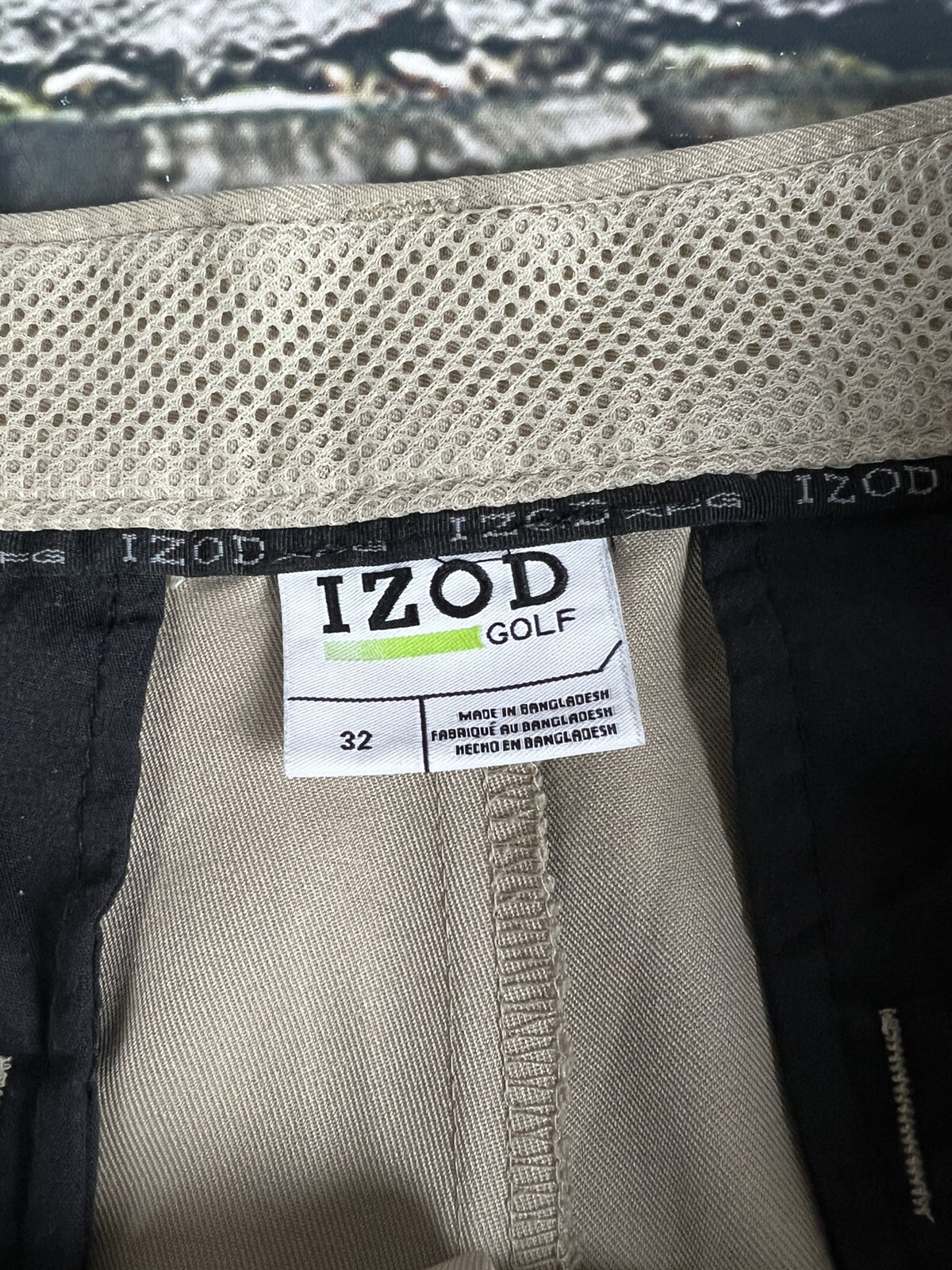 Izod Beige Golf Khaki Casual Shirts 32