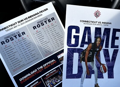 2024 Caitlin Clark WNBA Debut SGA Roster Sheet Sun vs Indiana Fever 5/14/24 