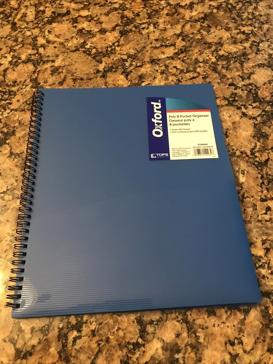 Brand New Oxford Poly 8 Pocket Folder Blue 5740404 School Work
