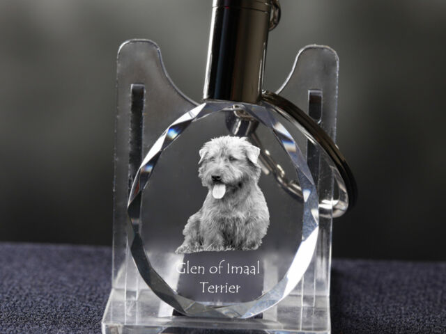 Glen of Imaal Terrier Dog Crystal Round Keyring High Quality Crystal Animals AU