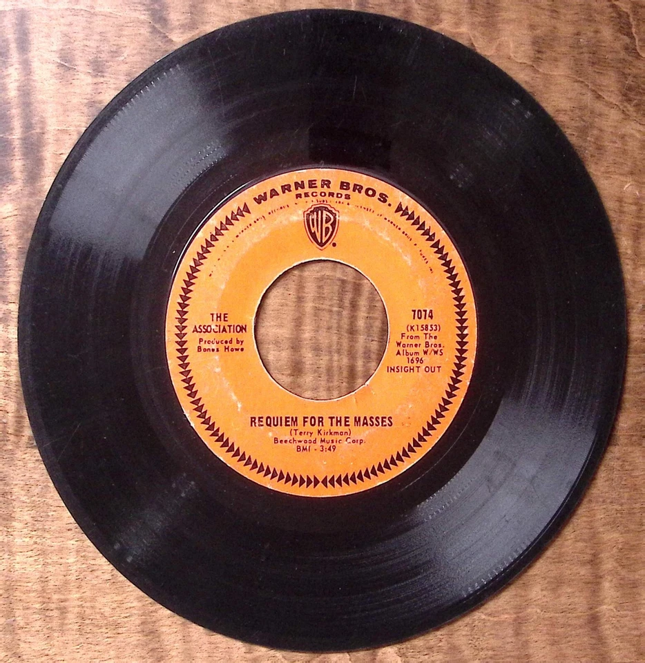 THE ASSOCIATION REQUIEM FOR THE MASSES/NEVER MY LOVE WARNER BROS VINYL 45 54-187 - Image 2 of 3