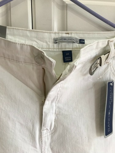 NEW Women's Bandolinoblu Jean Shorts size 20W White Stretch Belted Mandie Style - Picture 3 of 7