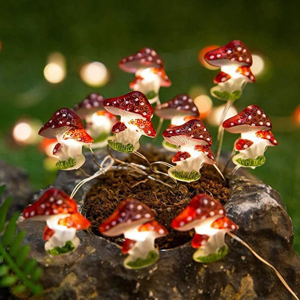 Simulation 3D Mushroom Copper Wire Lights Fairy String Lamps