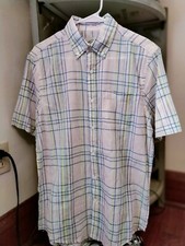 NEW ST. JOHN'S BAY Men's Cotton Dress Shirt Plaid Size S