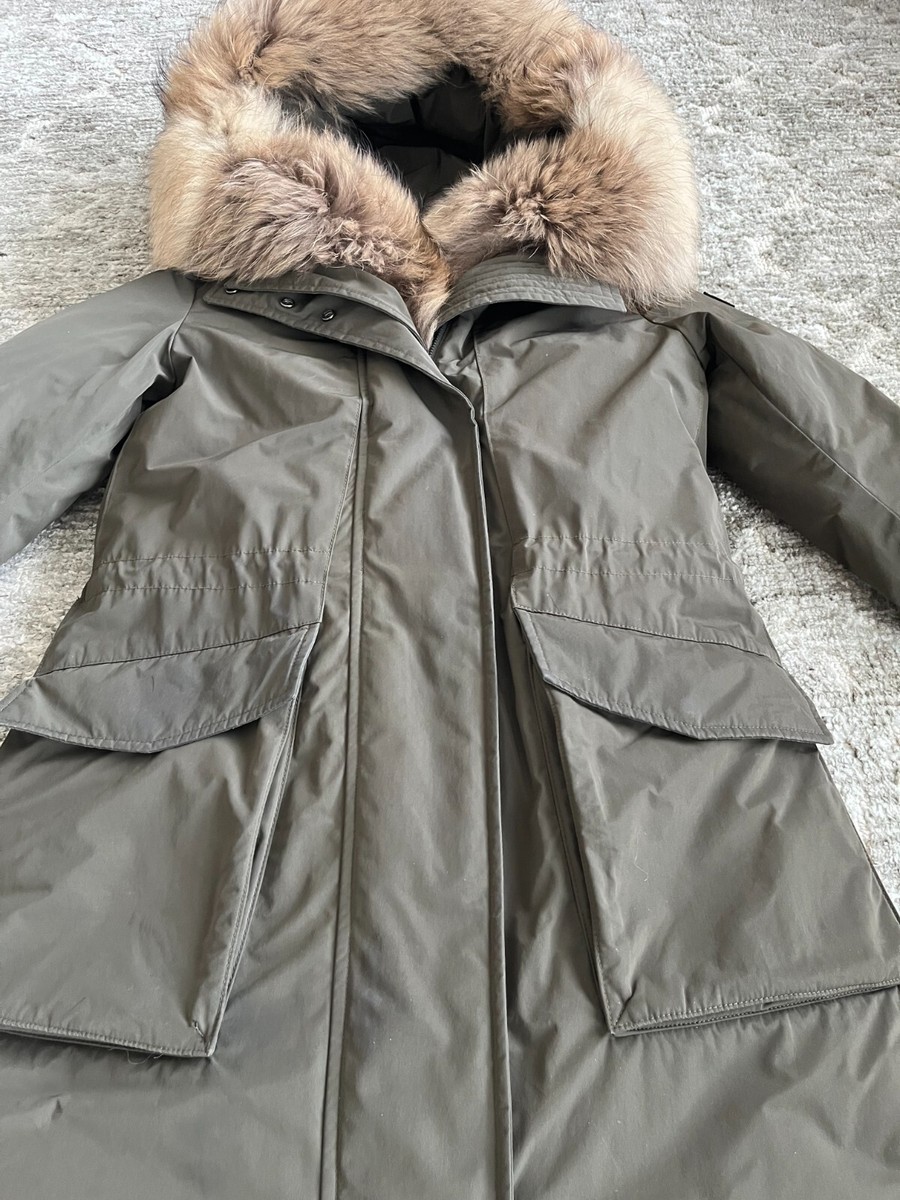 Woolrich Women's Military Parka w/ Racoon Fur Trim | Green | size