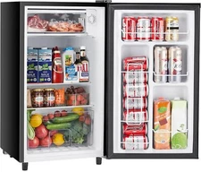 Home Mini Fridge with Freezer Small Refrigerator Door Energy-efficient Low Noise