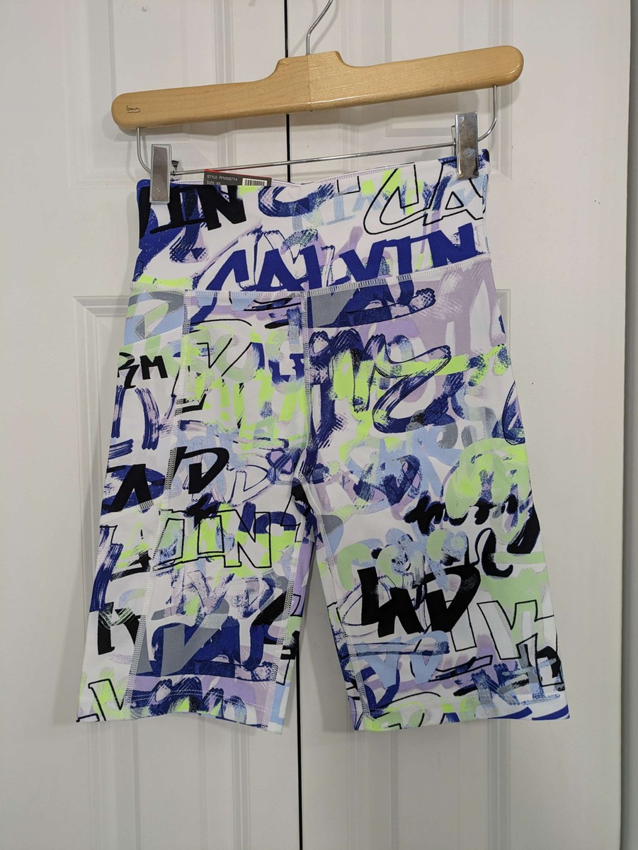 Calvin Klein NWT Women's Size XS Bike Shorts Blue Black White Multi
