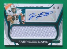 JASON TAYLOR (MIAMI) 2019 CERTIFIED SSP AUTO FABRIC OF THE GAME SIGNATURES /15