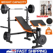 600lbs Weight Bench Adjustable Bench Press Set with Squat Rack Olympic Workout