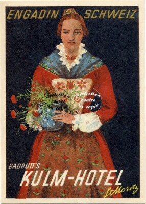 KULM HOTEL ST MORITZ Rcqb - POSTER HQ 50x70cm eines VINTAGE POSTERS