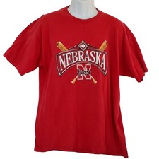 Jerzees T Shirt Men's Large Nebraska Huskers Heavyweight Crewneck Cotton Red