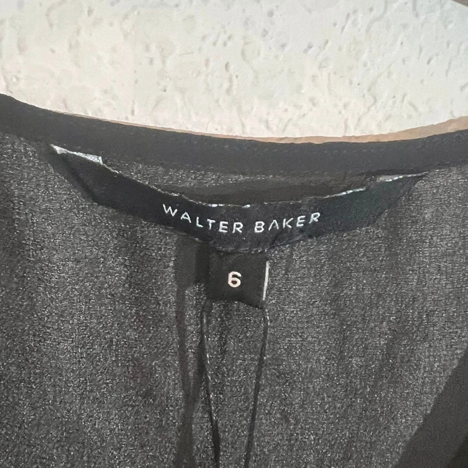 Walter Baker 夜出 Effy 亮片混合媒体派对黑色连衣裙 6 码全新带标签 — 第 4/4 张图片