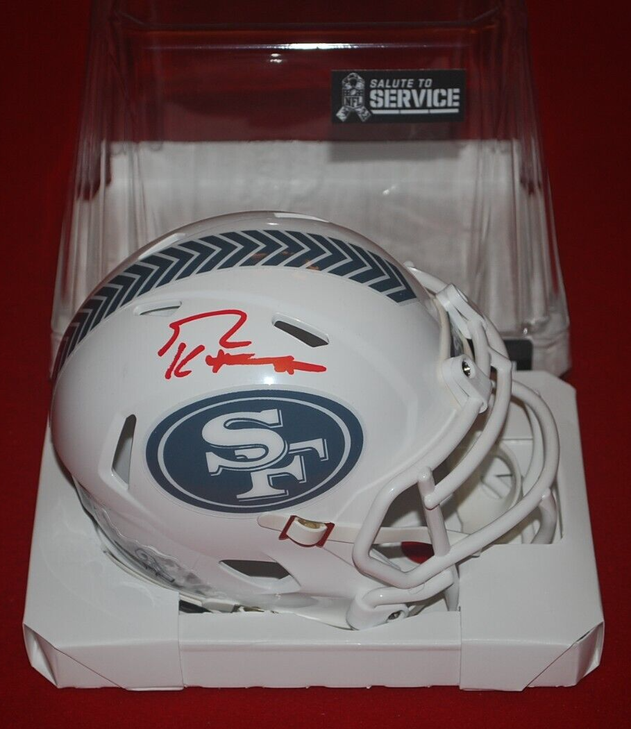 GEORGE KITTLE Autographed Signed San Francisco 49ers 49ers Salute To Service 3.0 Mini Helmet Beckett 2W329394 