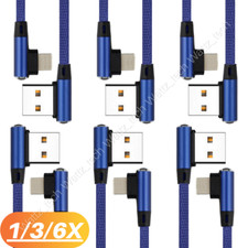 3/6/10Ft 90 Degree Right Angle Heavy Duty For Apple iPhone iPad Charger Cable