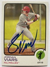 JORDAN VIARS RC SIGNED IP 2022 TOPPS HERITAGE #120 PHILLIES ROOKIE AUTO