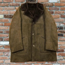 Women's House Of Fraser Sheepskin Coat Tan Leather Outer Lined Used Size 42