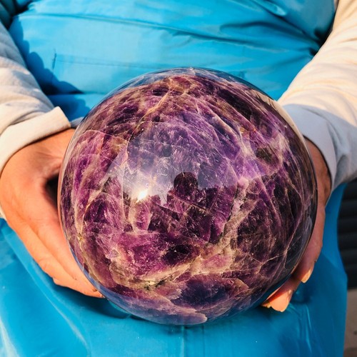 6,99 libbre sfera di ametista sognante naturale cristallo di quarzo sfera cristallo guarigione 345 - Foto 5 di 18