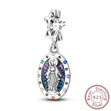 MULA 925 Sterling Silver CZ DIY Charm Enamel LOVE Holy Mother For Women Bracelet