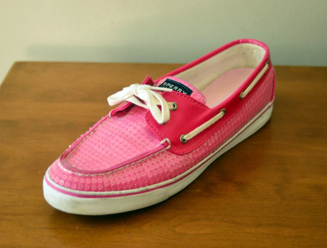 Sperry Top Sider Womans 12M Hot Pink Sequin Boat Shoes eBay