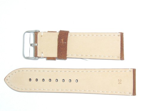 "Correa de reloj de cuero genuino vintage FLUCO 24 mm marrón coñac ""Woodstock" - Imagen 2 de 2