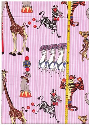 Disney Madagascar 3 Circus Friends Pink Stripe bty PRICE REDUCED