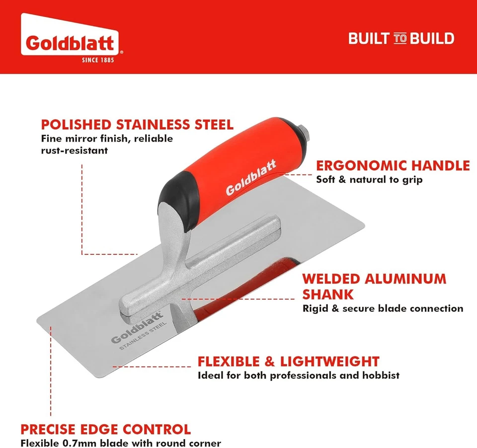 Juego de 3 paletas de acabado de yeso veneciano Goldblatt para paneles de yeso y paleta de hormigón Foto 2 de 4