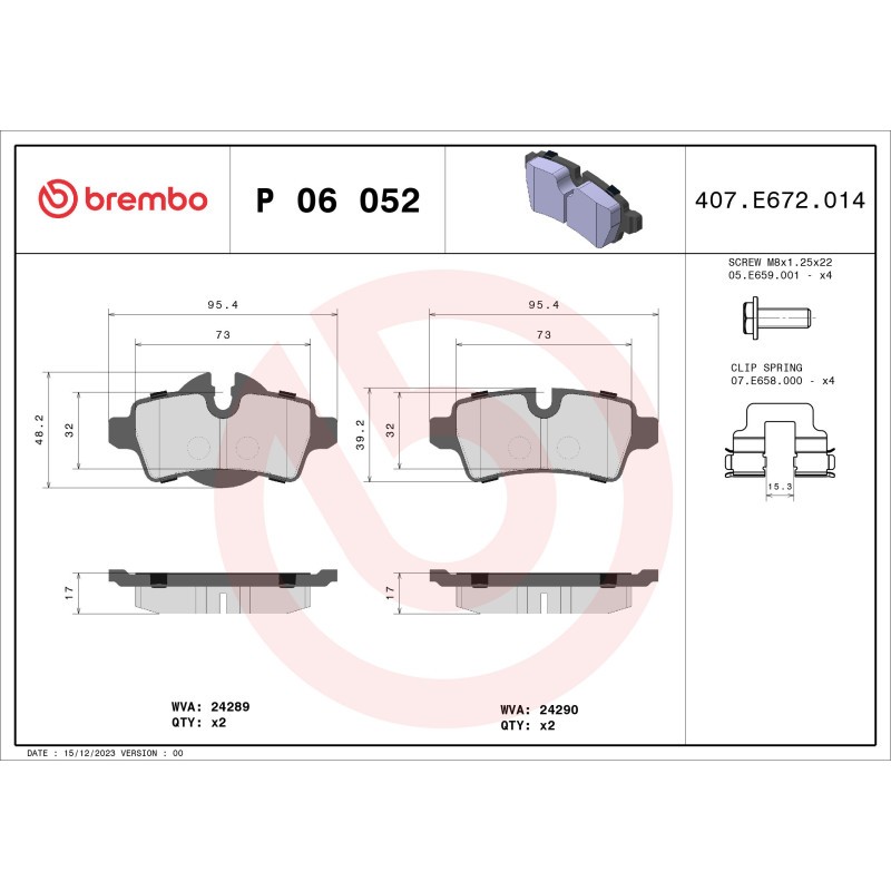 Für BREMBO P 06 052X Brake Pad Set, disc brake Xtra P 06 052X Rear ​​​​Brembo o - Bild 3