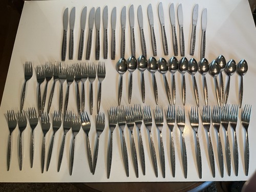 Vintage Coventry BOUQUET Stainless 62 Piece Flatware Knives Spoons Forks