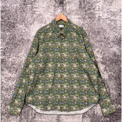 Wolf vs Goat Shirt 2XL Mens Green Botanical Leaf Floral Long Sleeve