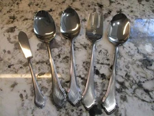 5 Pieces Serving Oneida Ltd Rogers Deluxe Stainless Summer Mist Autumn Glow Lot