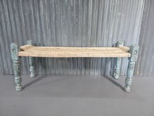 Vintage Rustic Indian Wooden String Charpai Bench Hallway Window Seat