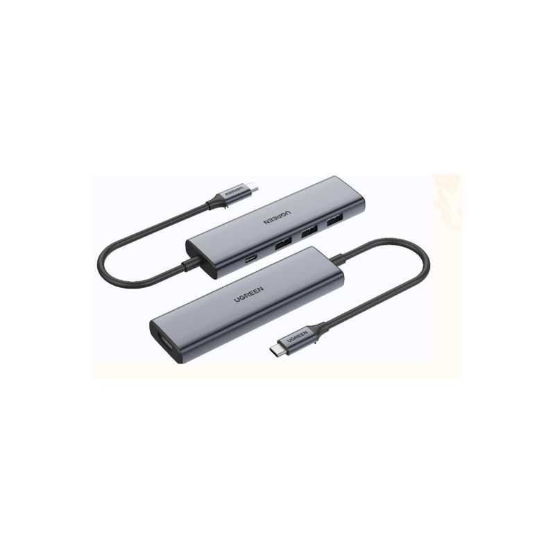 Ugreen HUB 5en1 adaptateur USB C parfait pour le télétravail avec triple USB 3.2 et sortie HDMI 4K