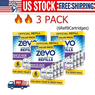 3 pack-Zevo Flying Insect Trap RefillCartridges -Easyto Use (18 RefillCartridges