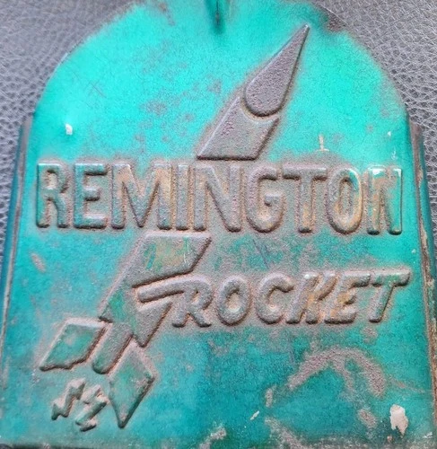RARE Remington Rocket Embossed Metal Piece Vintage - Space Age Memorabilia