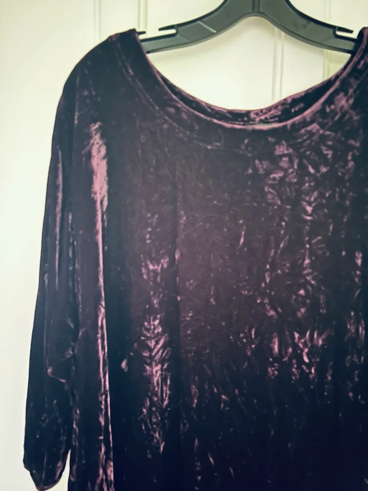 J Peterman Rayon Silk Size S Velvet Half Sleeve Easy Dress With Pockets Foto 2 de 4