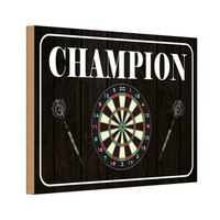 Holzschild 12X18 Cm Darts Champion Sport Hobby Deko Geschenk Holz Schild